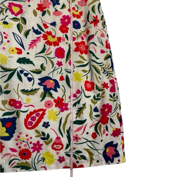 Boden A-Line White Pink Red Green Midi Floral Skirt Sz 10L Bright Whimsical Boho - Picture 5 of 6